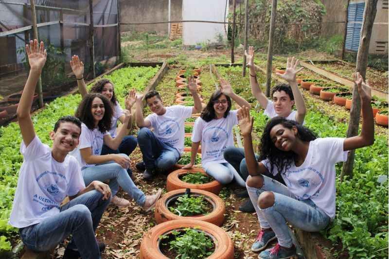 A horta escolar é outro projeto da instituição | Foto: Marilia Lima/Esp. CB/D.A Press