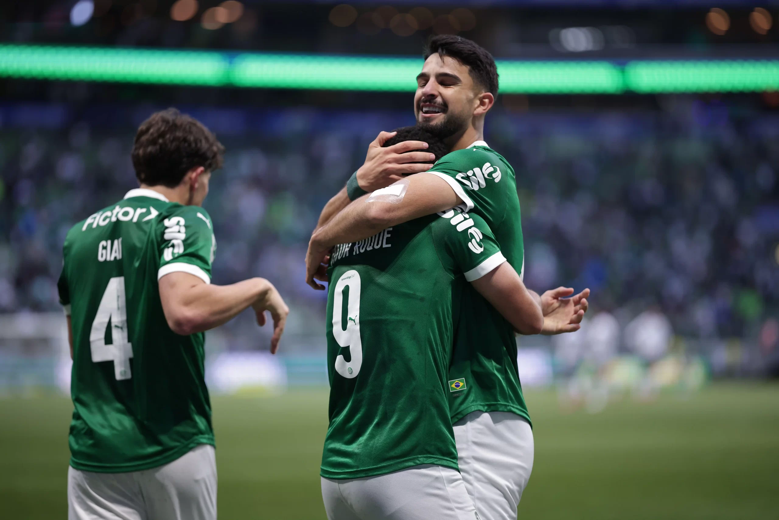 Palmeiras comemorando gol