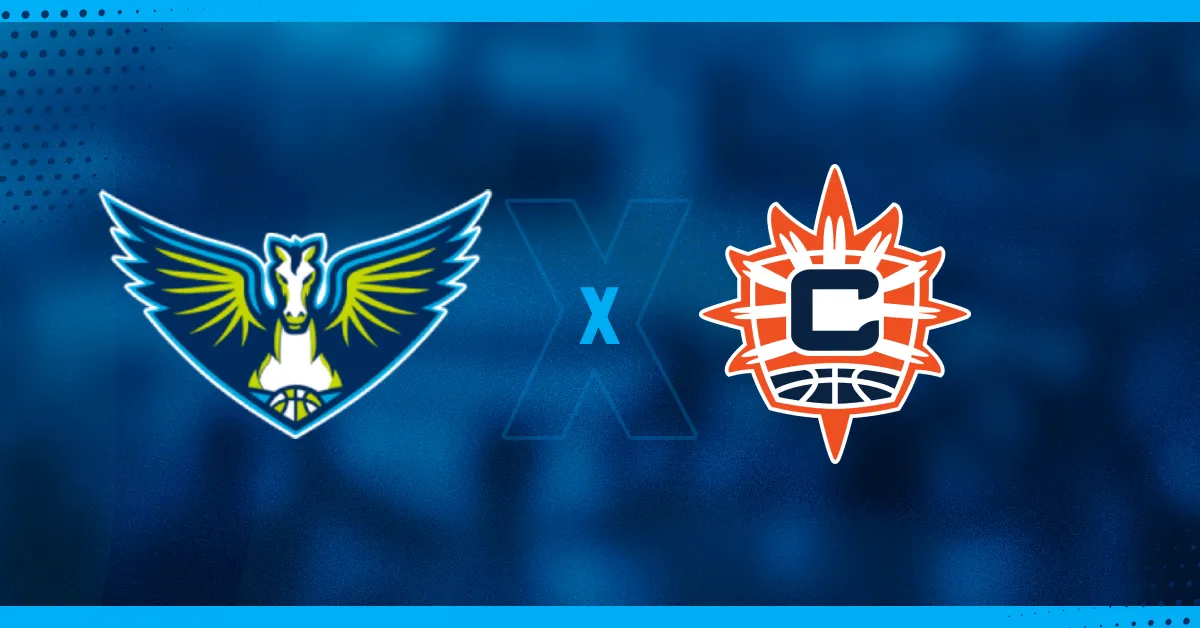 Escudos do Dallas Wings e Connecticut Sun que jogam pela WNBA 2024.
