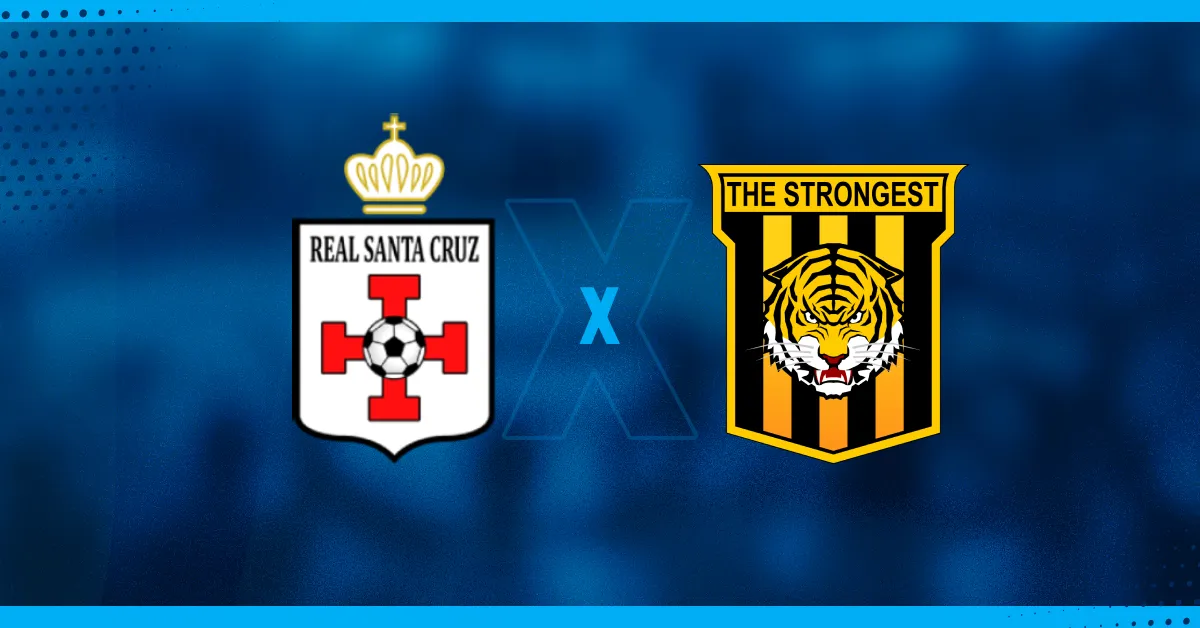 Escudos do Santa Cruz e The Strongest que jogam pelo Campeonato Boliviano.