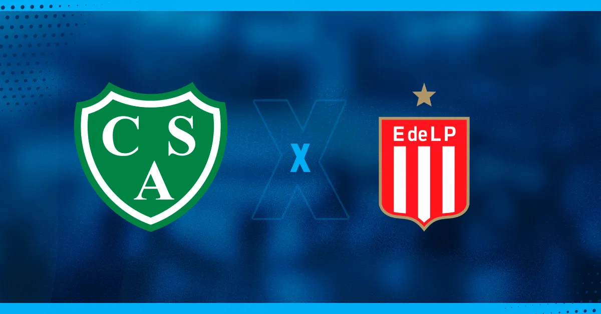 Escudos de Sarmiento e Estudiantes, que se enfrentam pelo Campeonato Argentino.