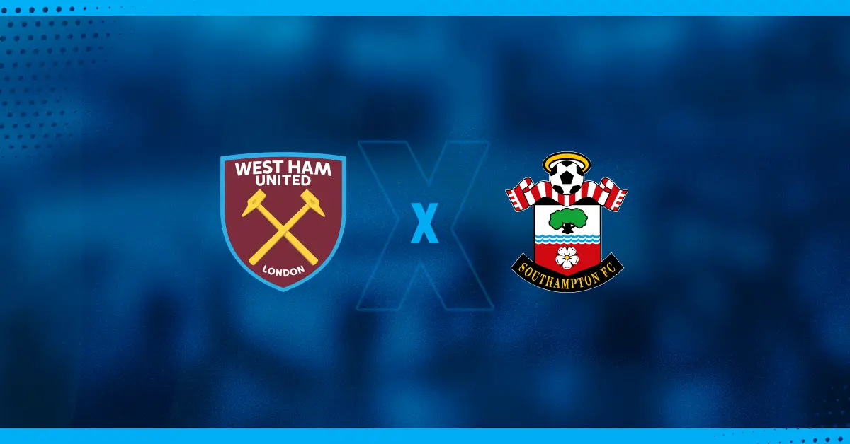 Escudos de West Ham x Southampton, que se enfrentam pela Premier League