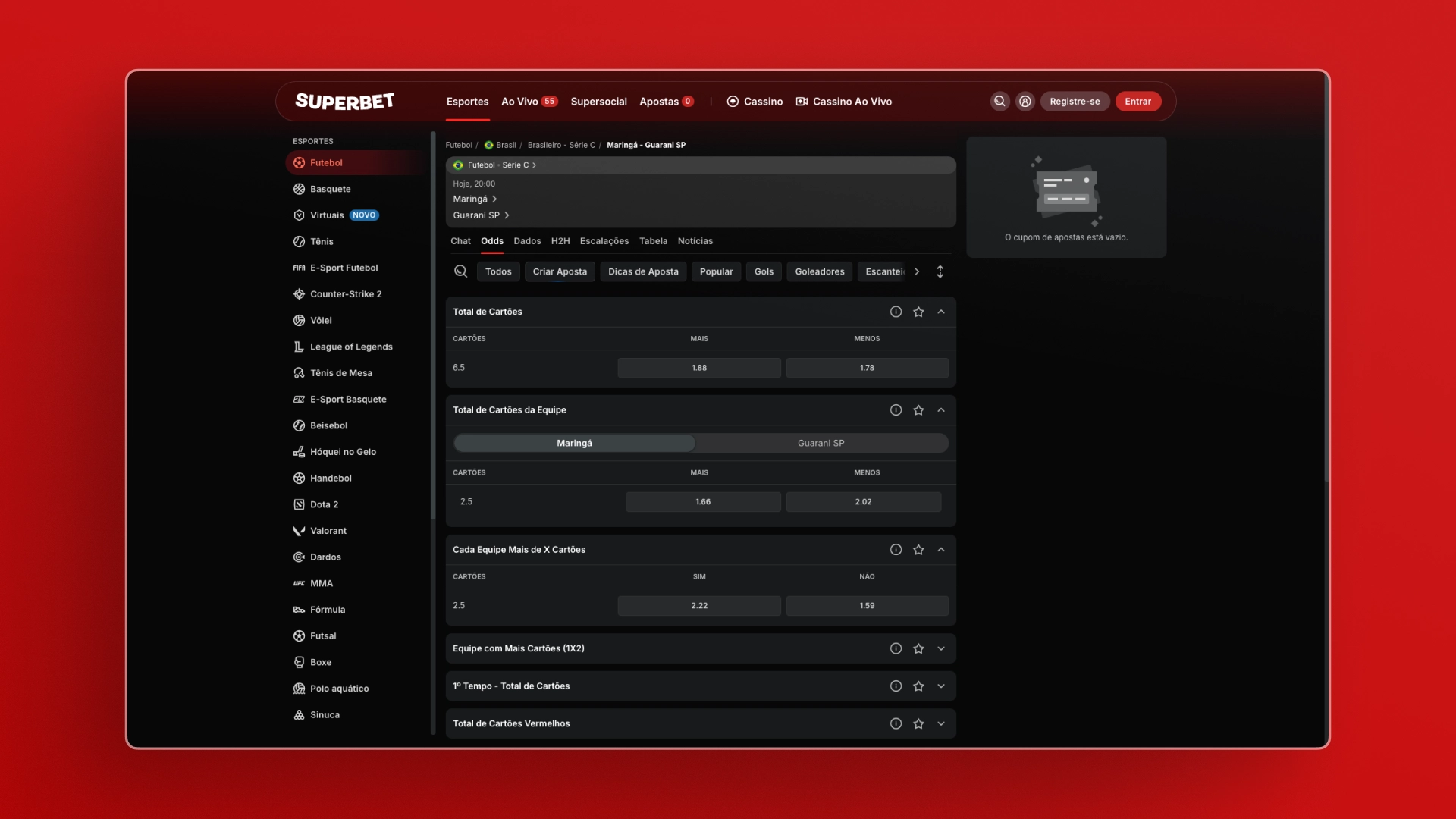 Como-Apostar-em-Cartões-Hoje-Superbet