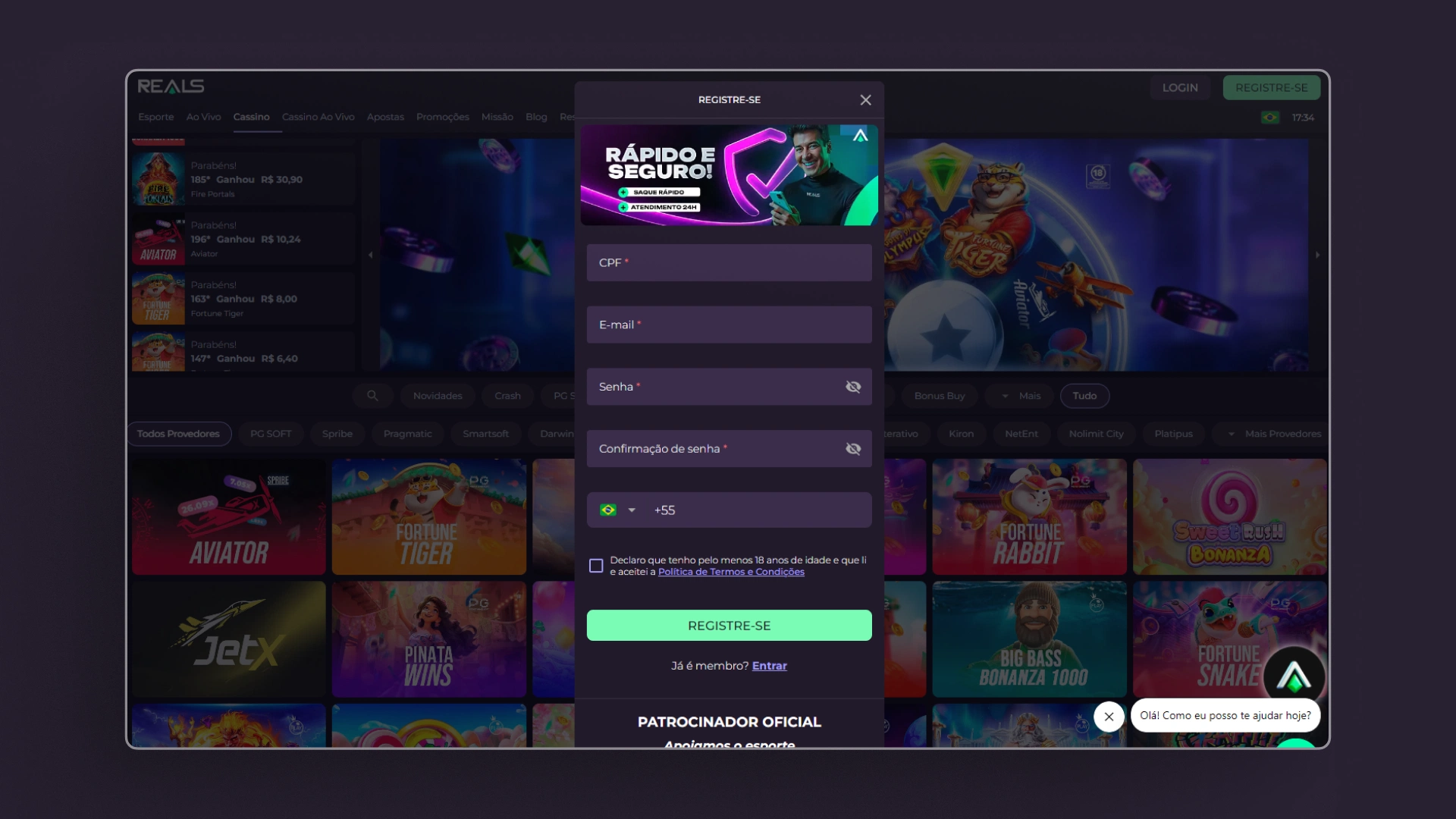 imagem cadastro Realsbet
