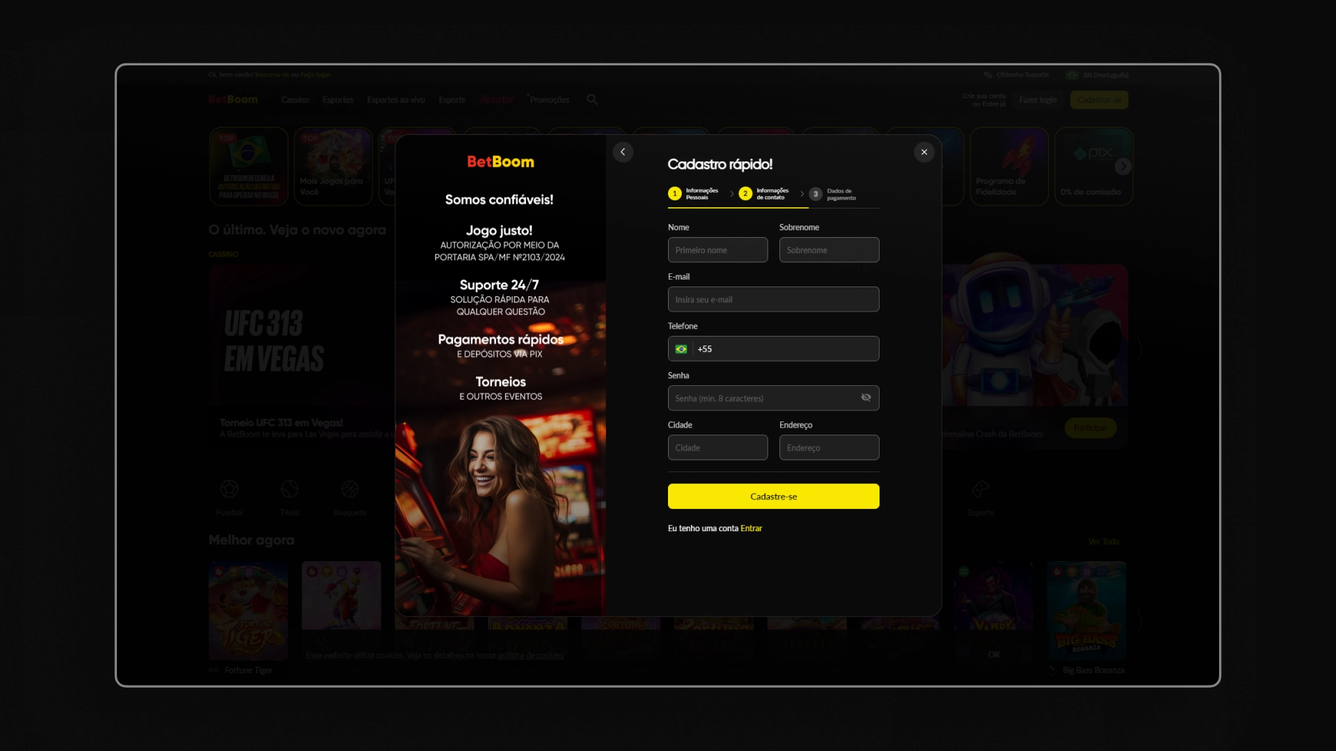 imagem cadastro betboom apostas