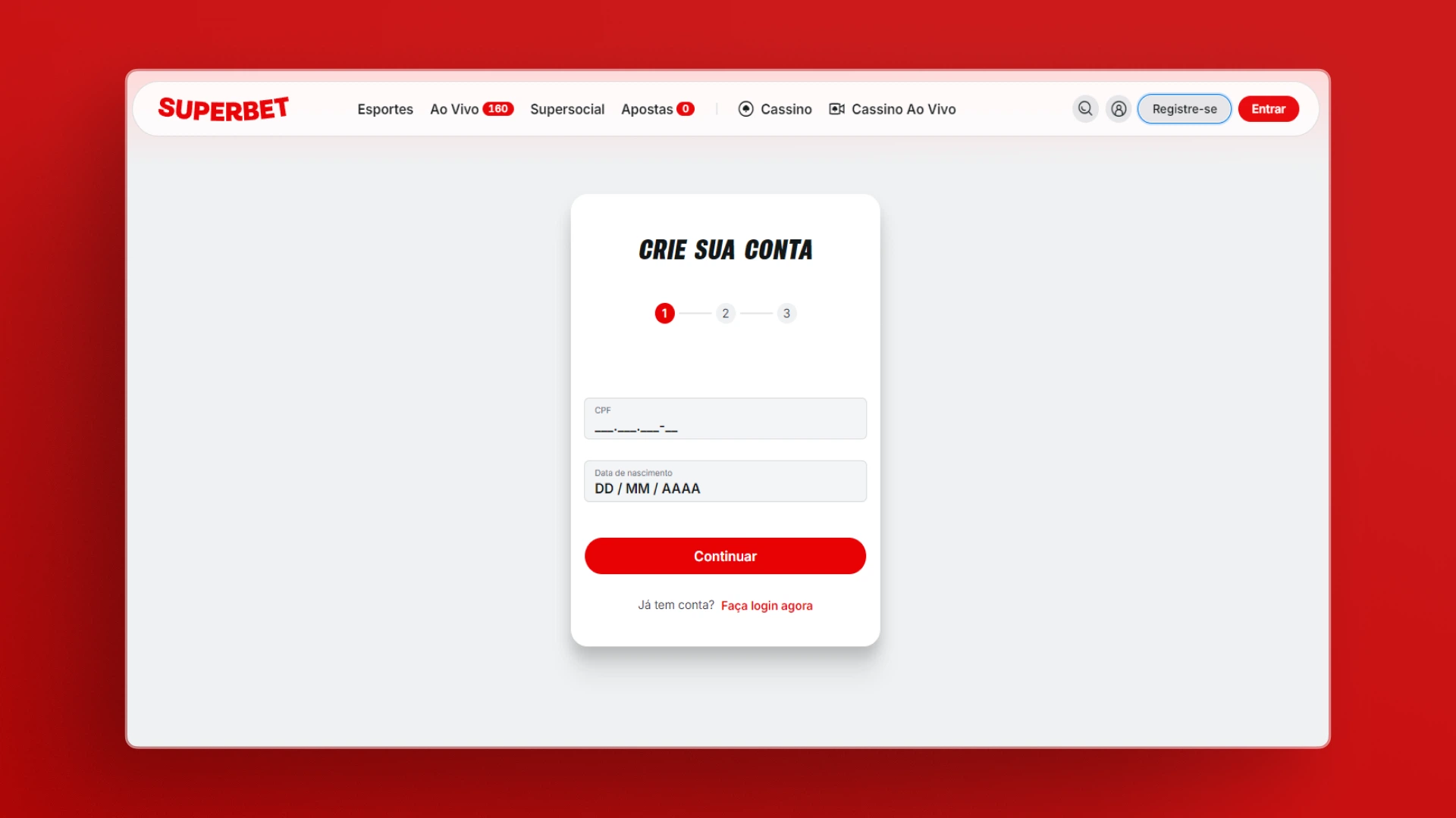 imagem cadastro superbet