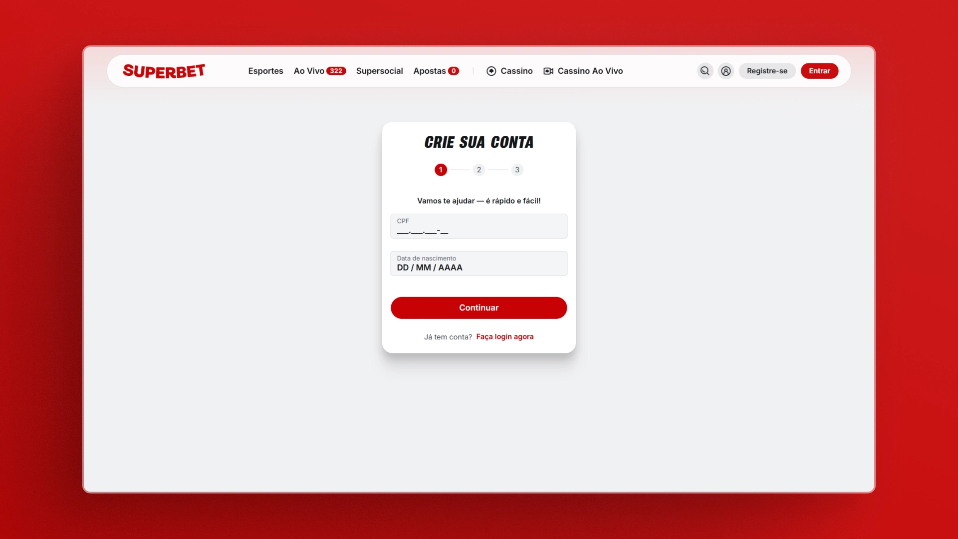 imagem cadastro superbet