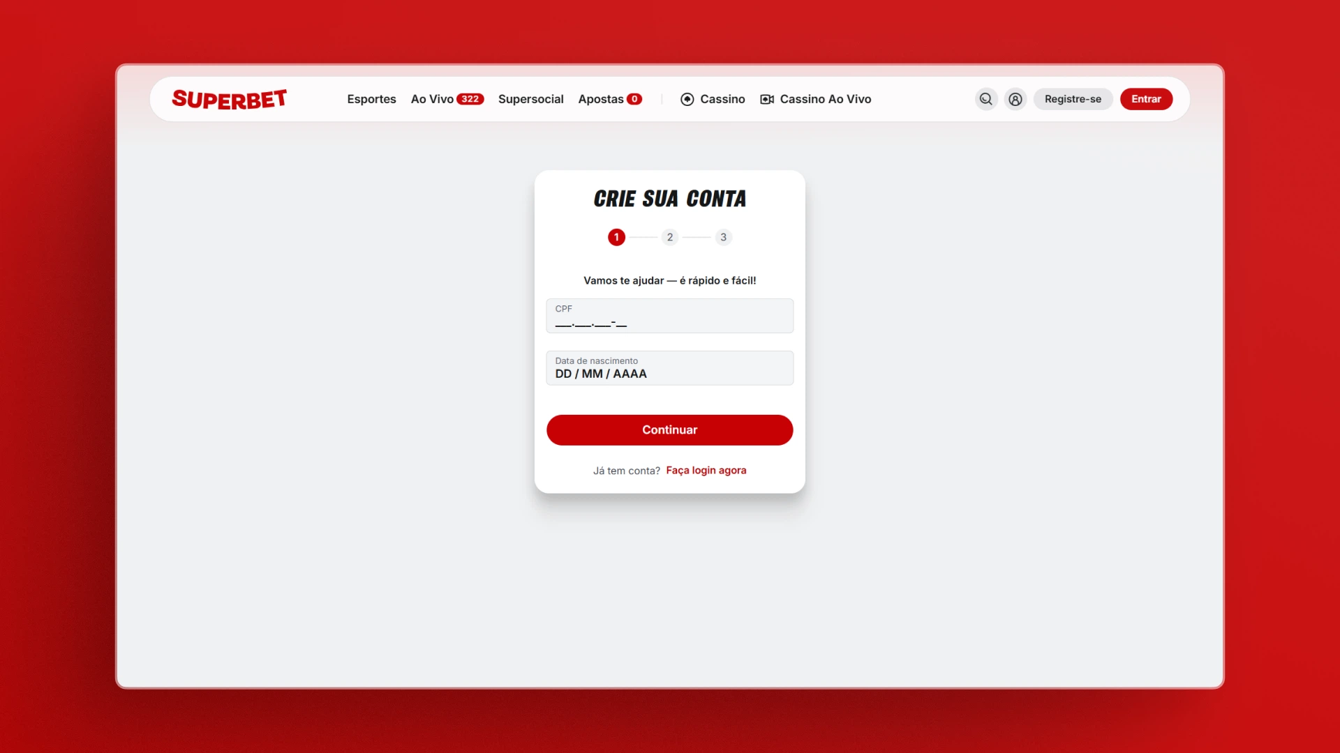 imagem cadastro superbet