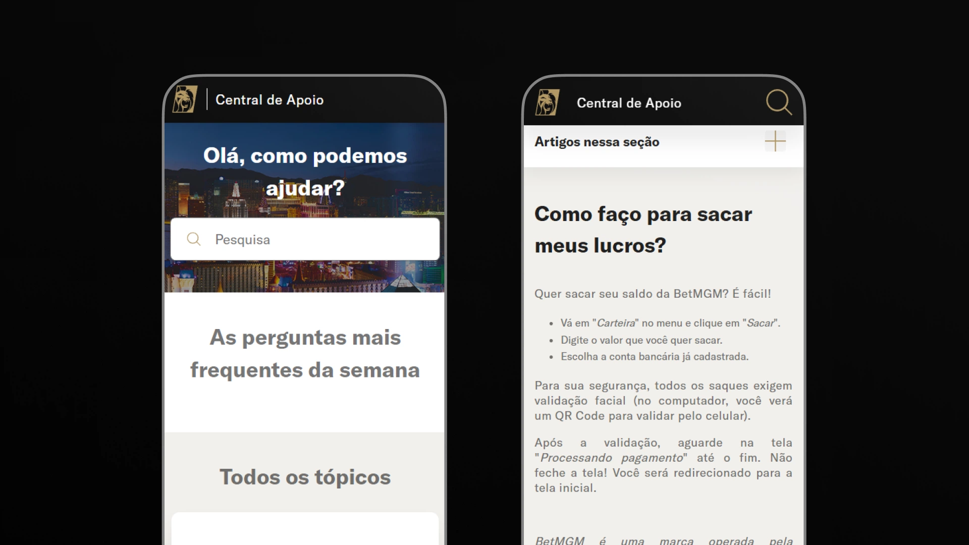 imagem captura Central de Ajuda betMGM