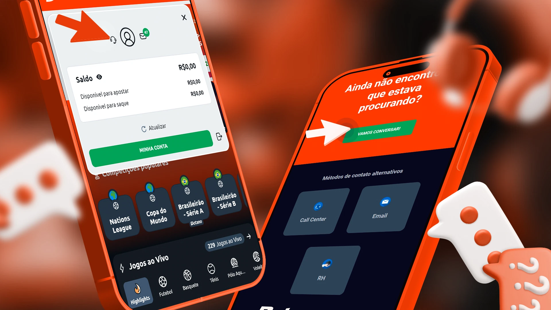 imagem captura Onde Fica o Chat Betano