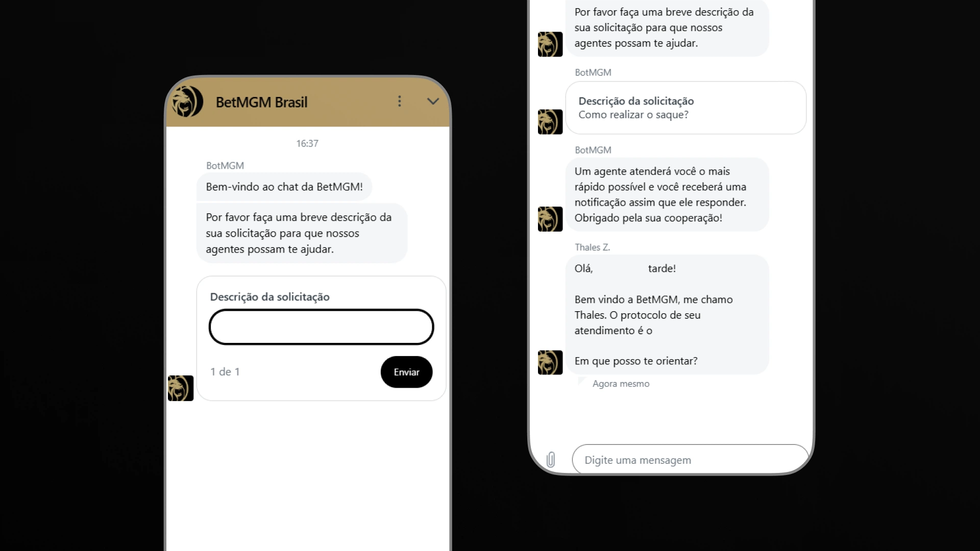 imagem captura atendimento Chat betMGM