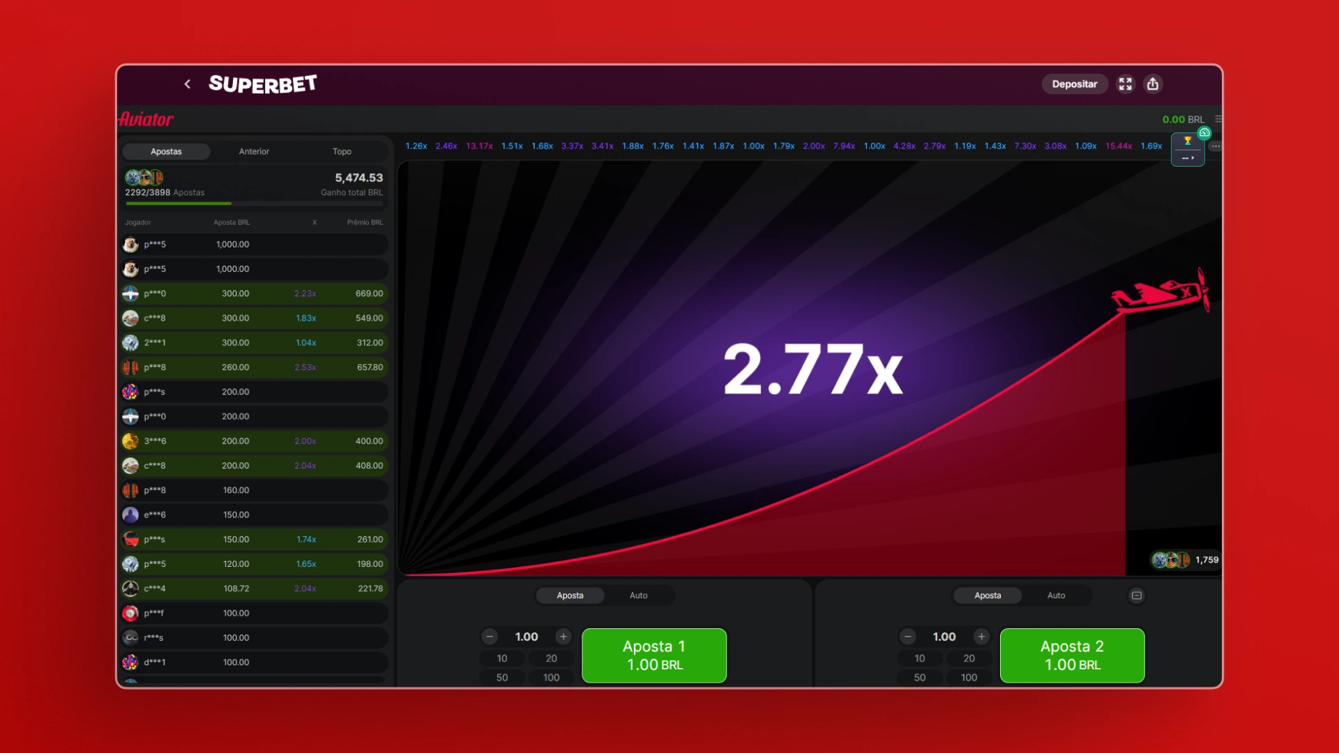 imagem demo aviator superbet