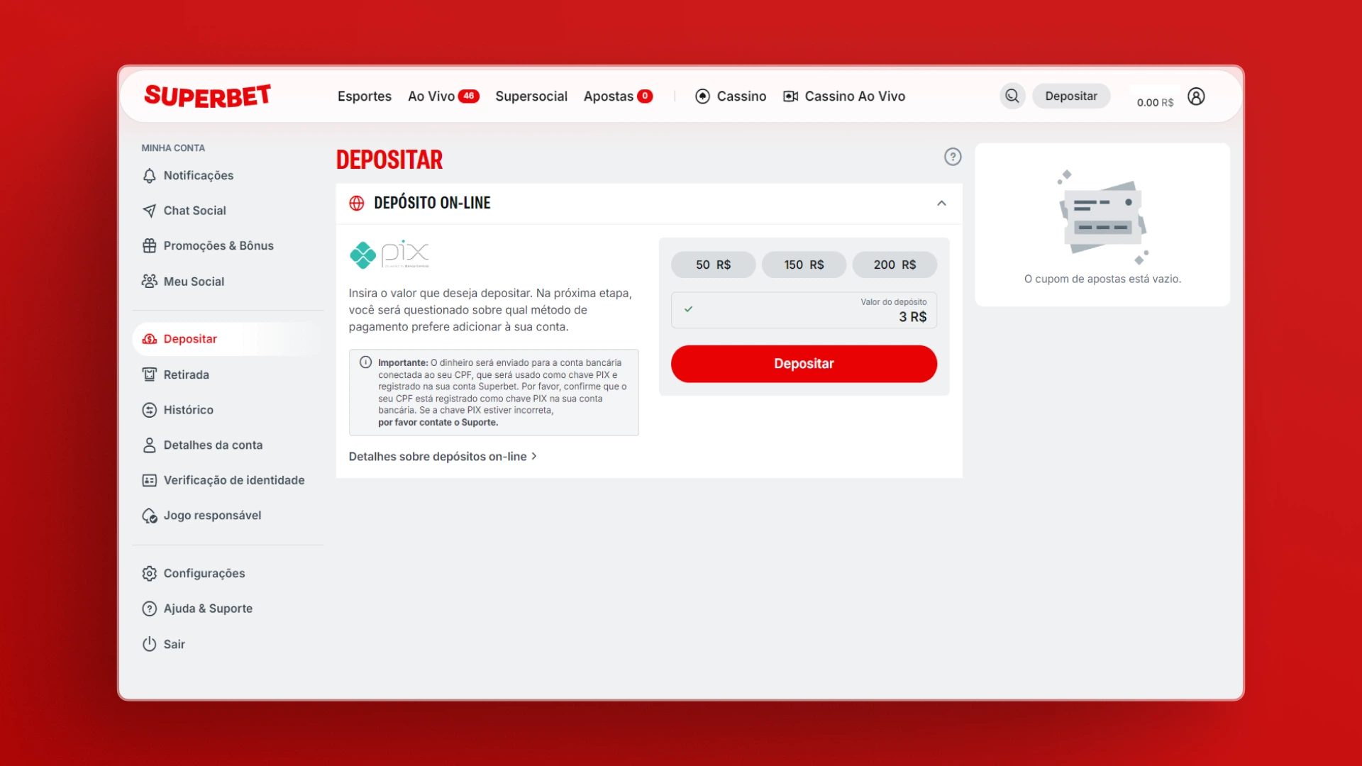 imagem deposito superbet
