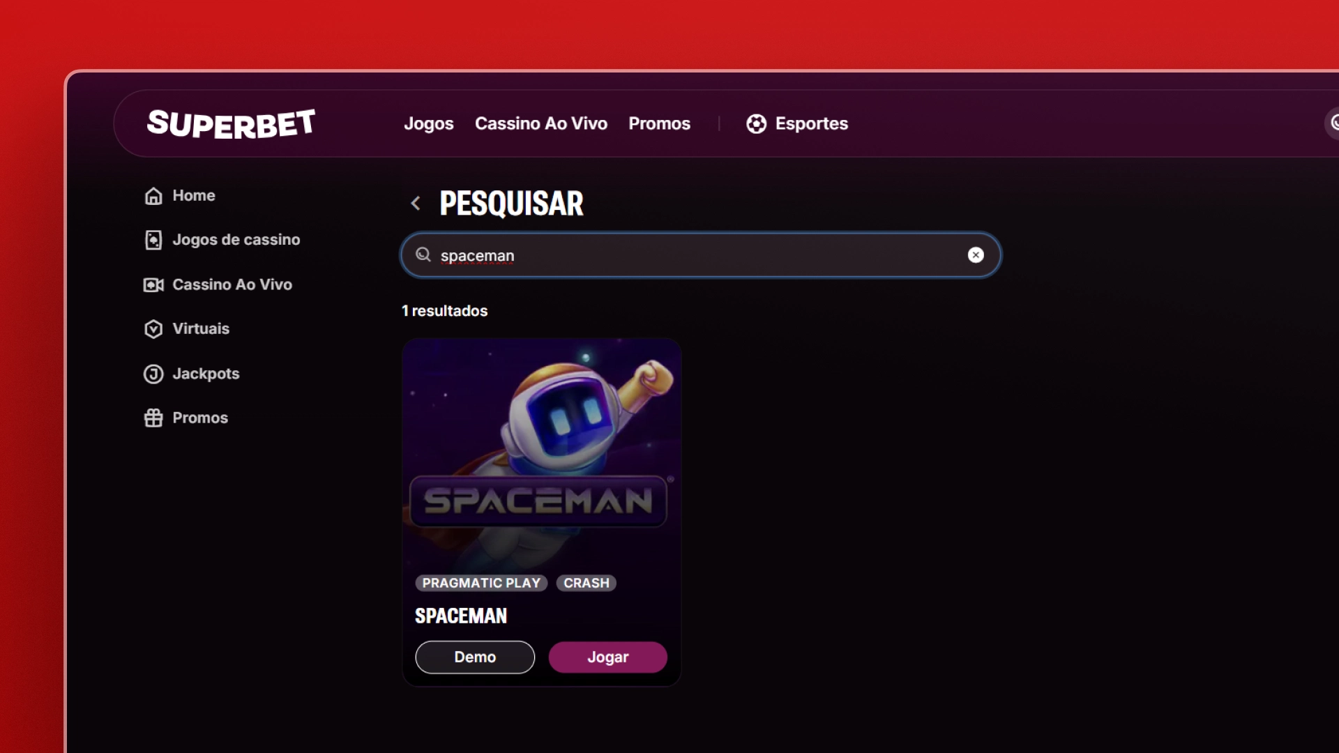 imagem jogo demo spaceman superbet