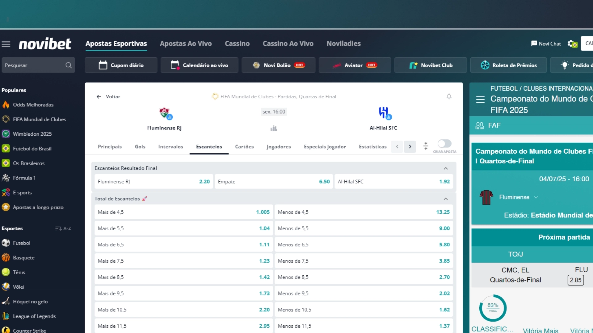 imagem mercado escanteio novibet