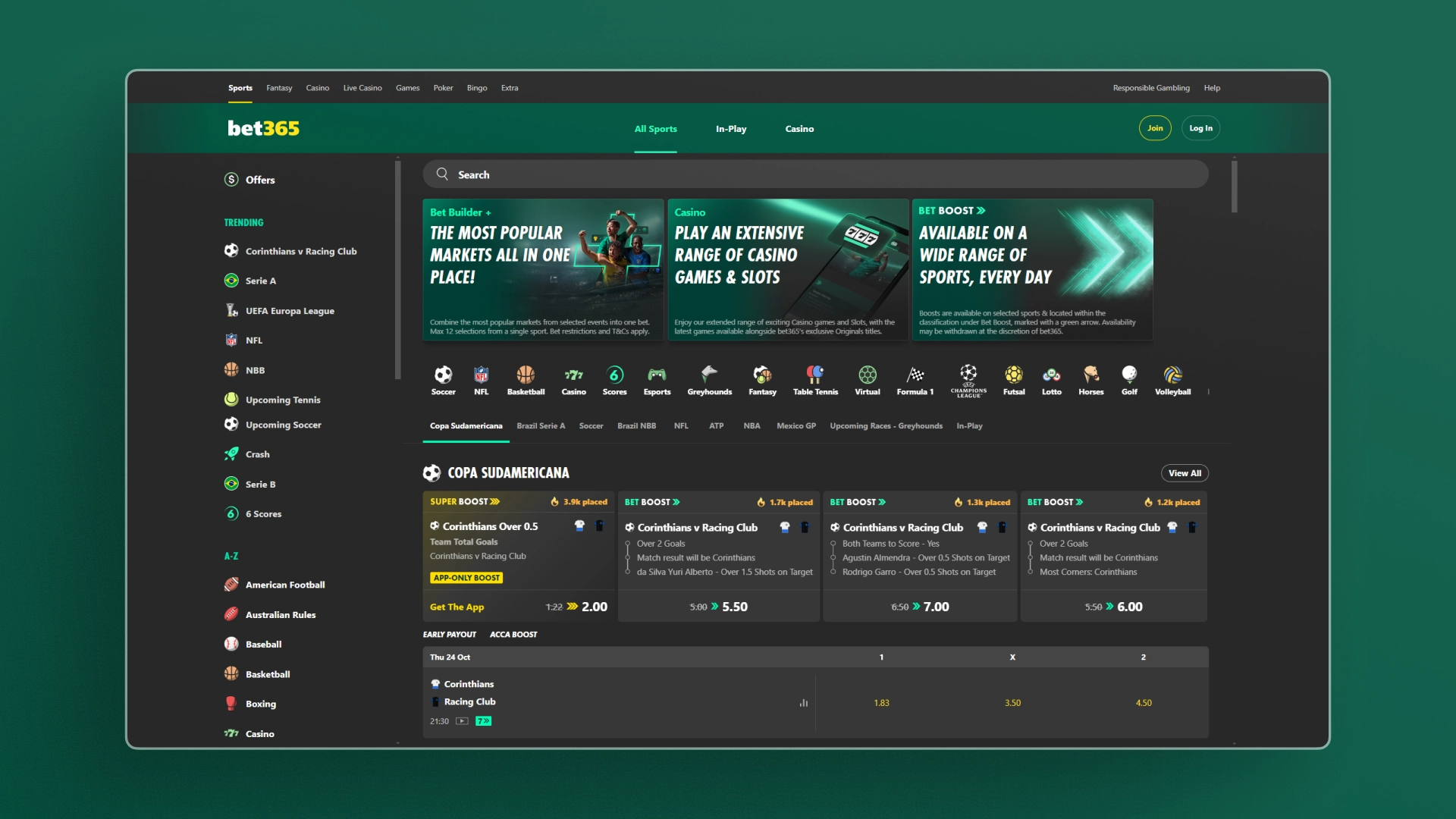 imagem pagina inicial Bet365