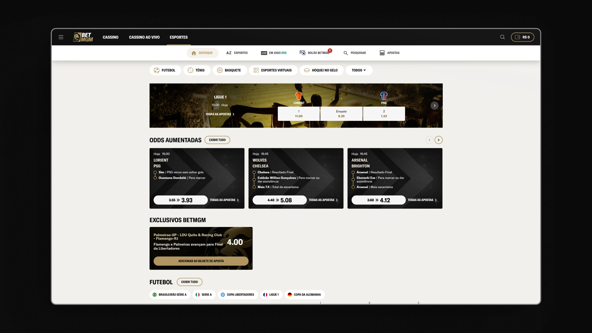 imagem pagina inicial BetMGM