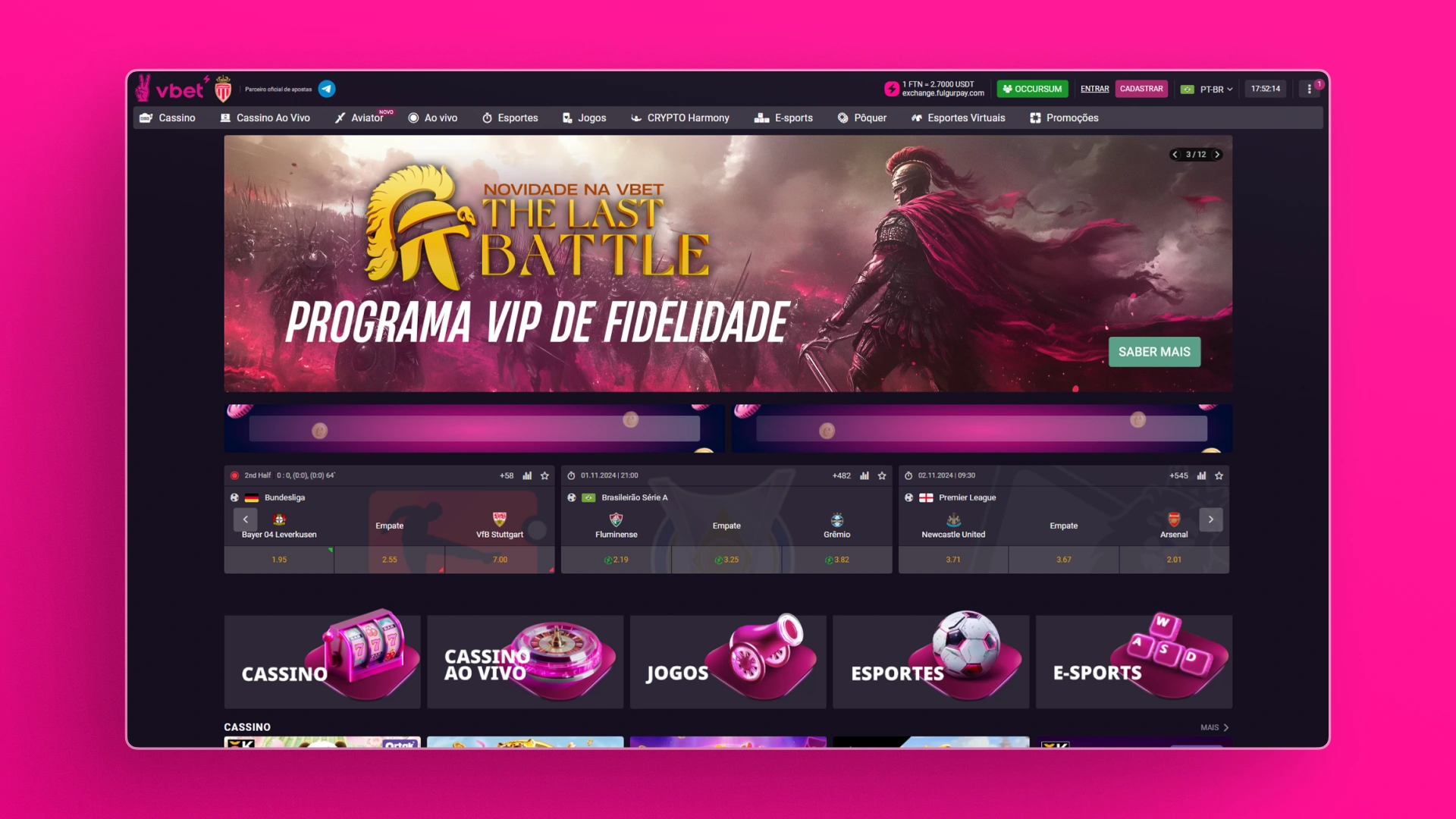 imagem pagina inicial VBet