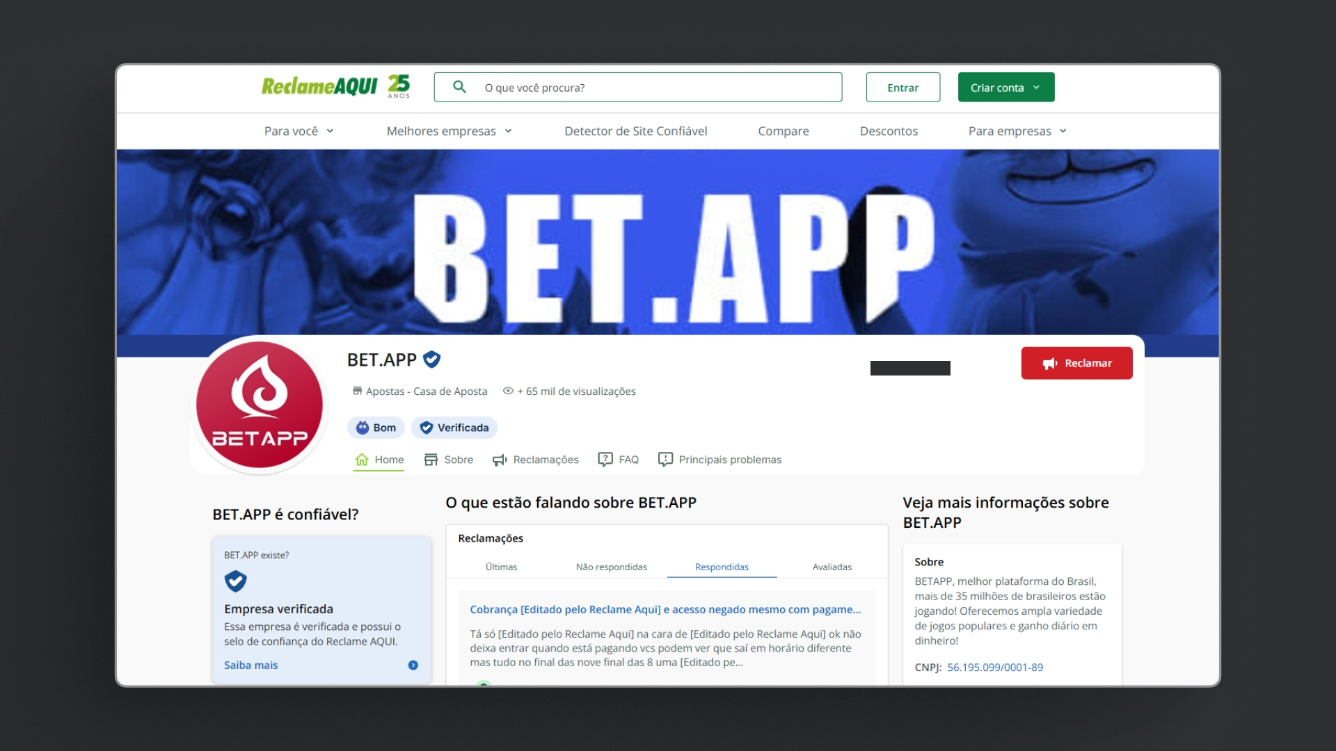 imagem reclame aqui betapp