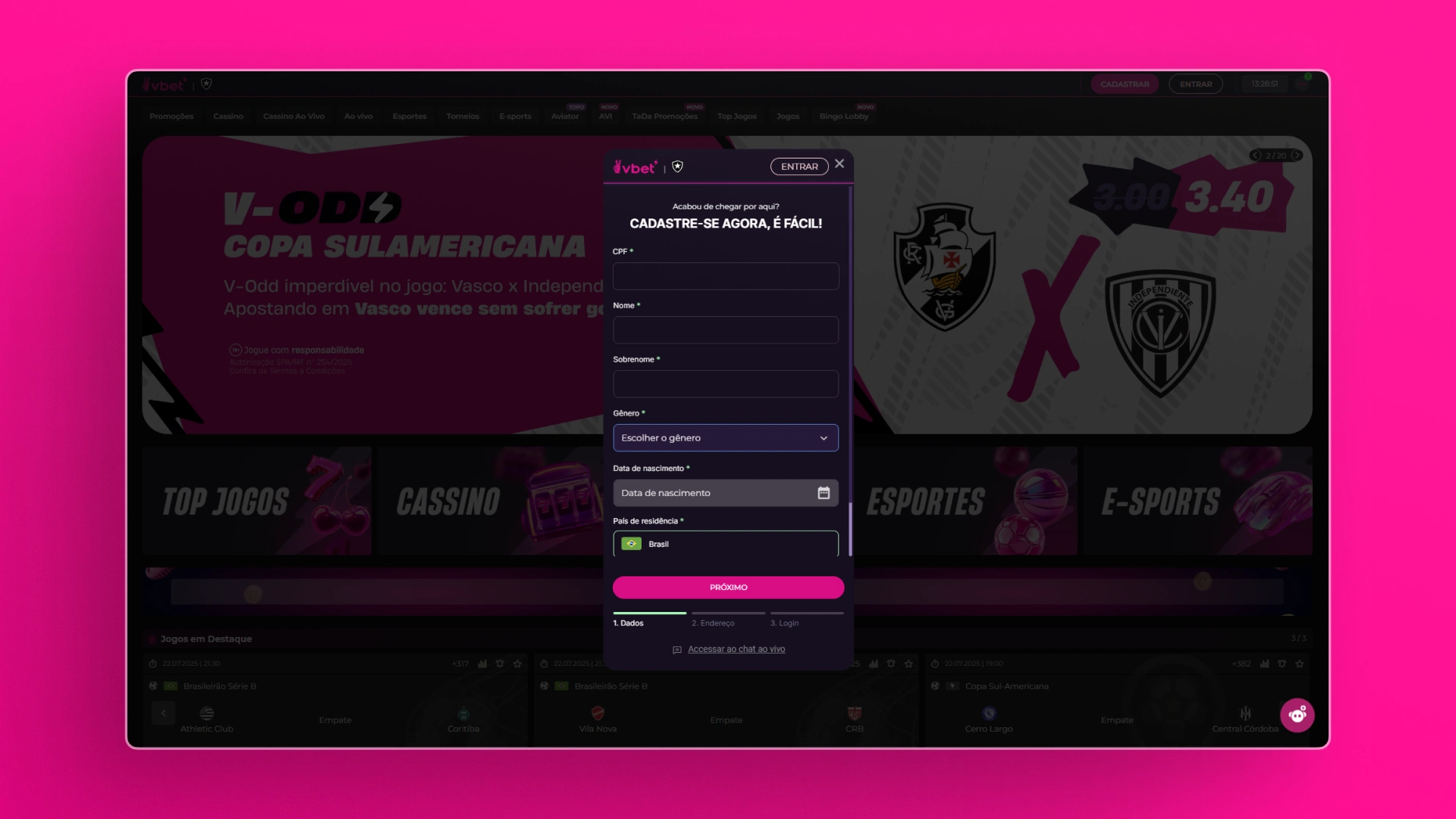 imagem screenshot cadastro vbet