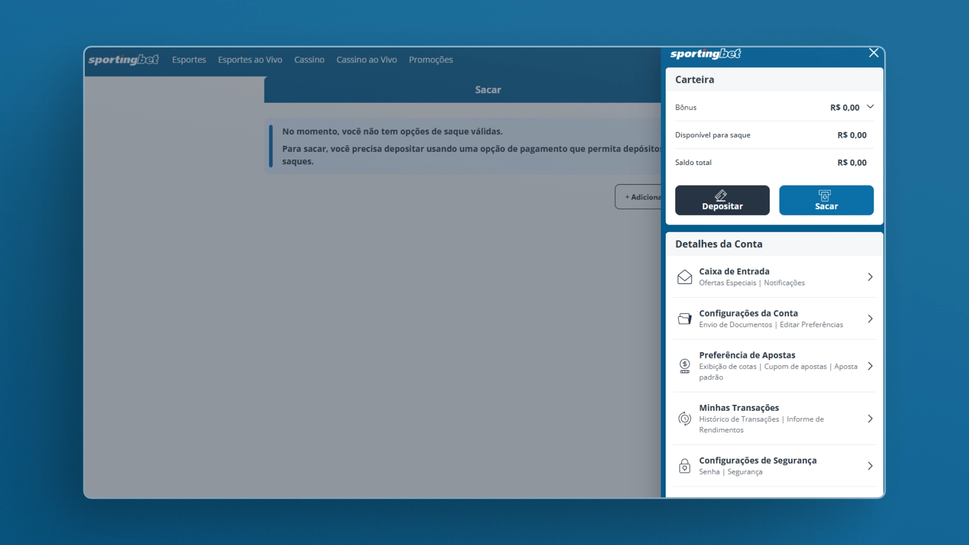 imagem screenshot saque Sportingbet