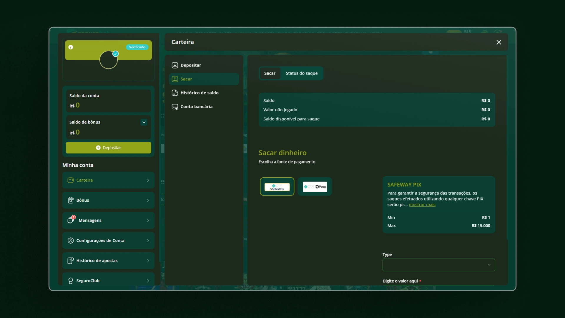 imagem screenshot saque segurobet