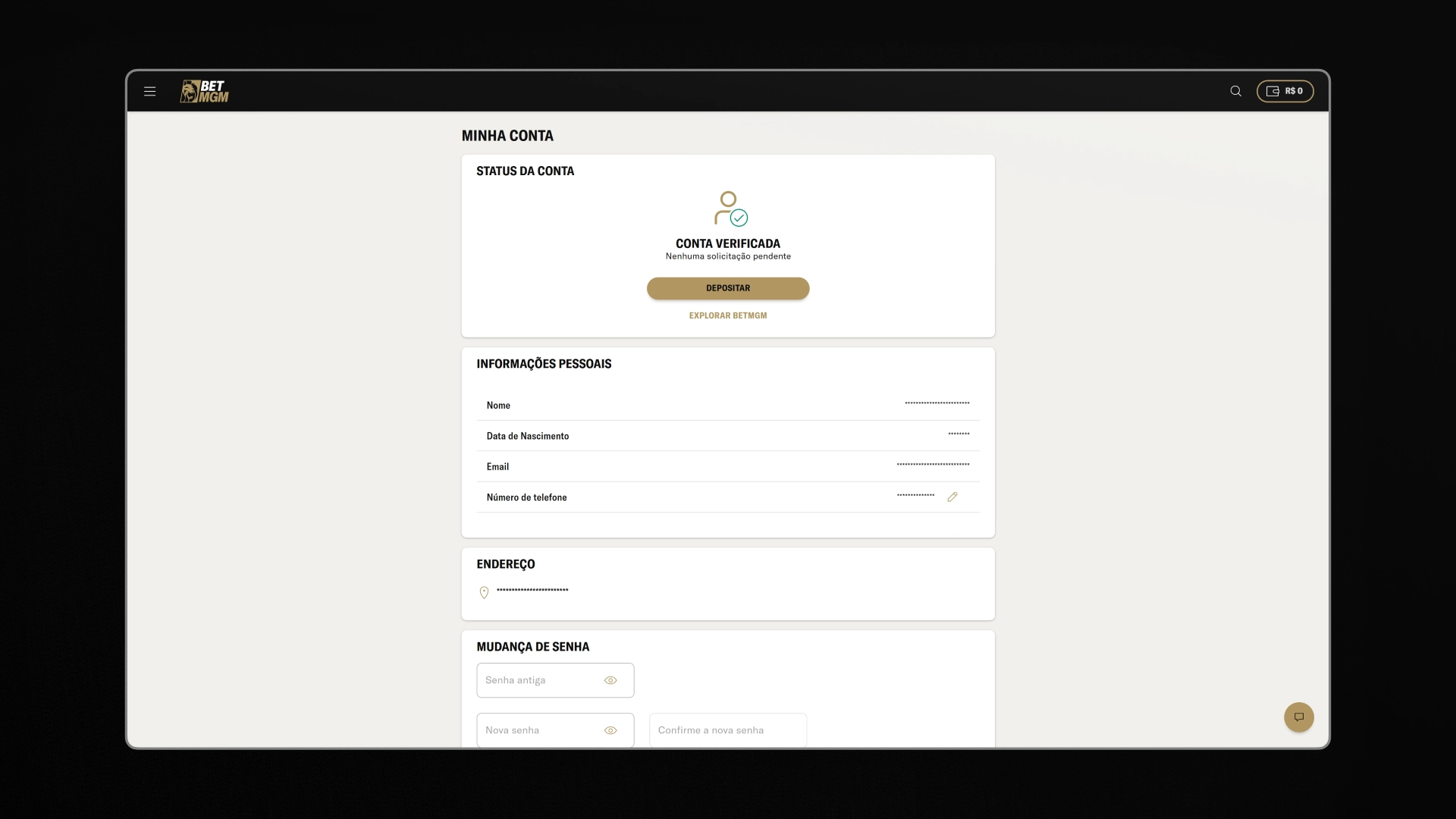 screenshot Como Alterar os Dados de Cadastro betMGM