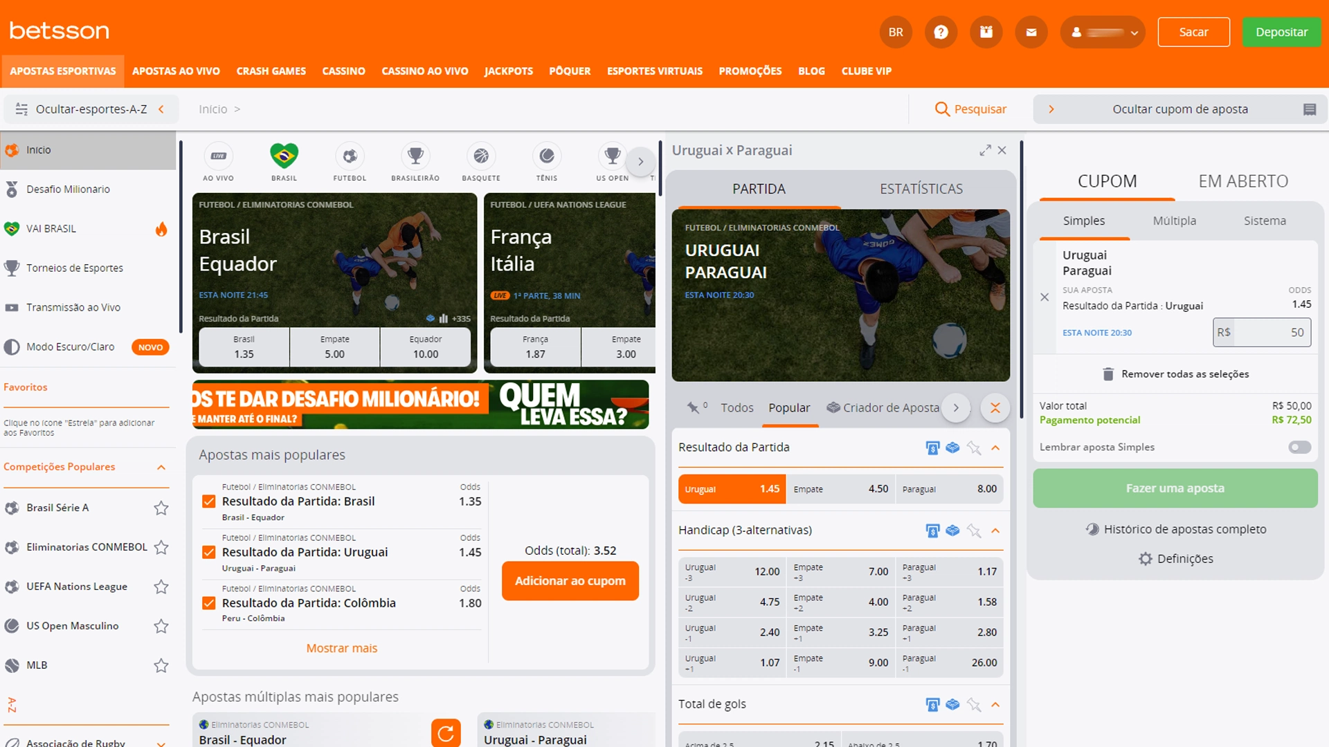 Betsson Interface