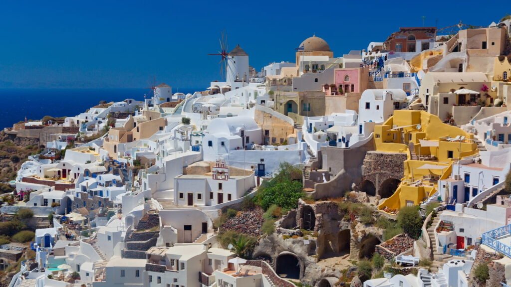 Santorini, ilha grega do sul do Mar Egeu