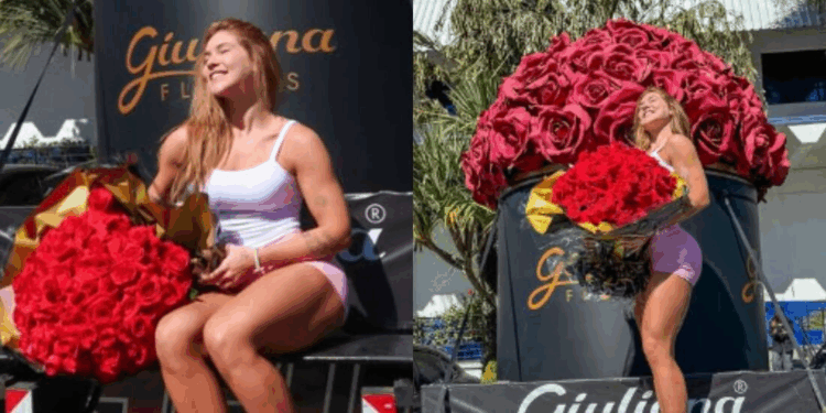 Felipe Amorim dá flores para Virginia Fonseca