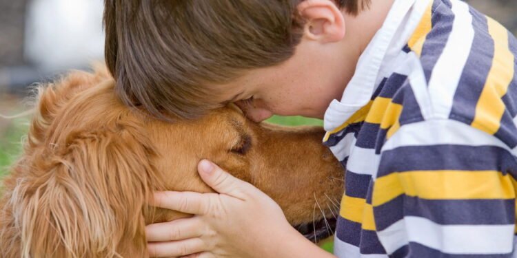 Criança com cachorro