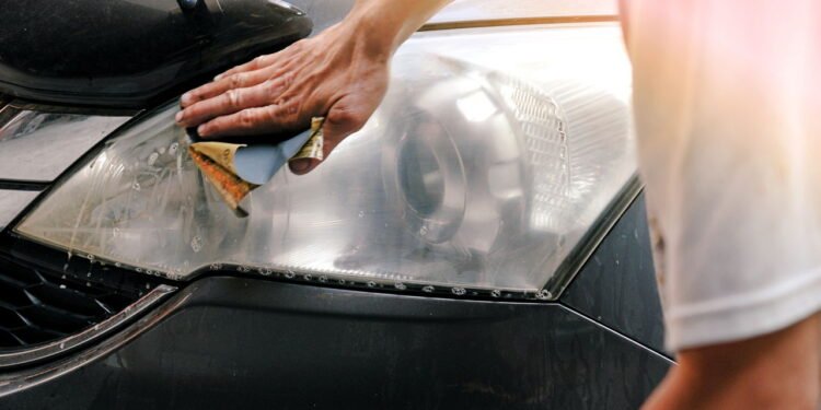 Limpando faróis do carro // Créditos: depositphotos.com / tpap8228@gmail.com