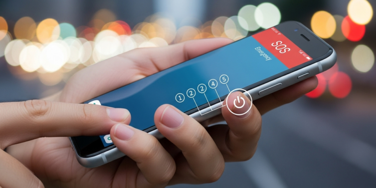 O botão do celular que você tem que apertar cinco vezes seguidas em caso de emergência