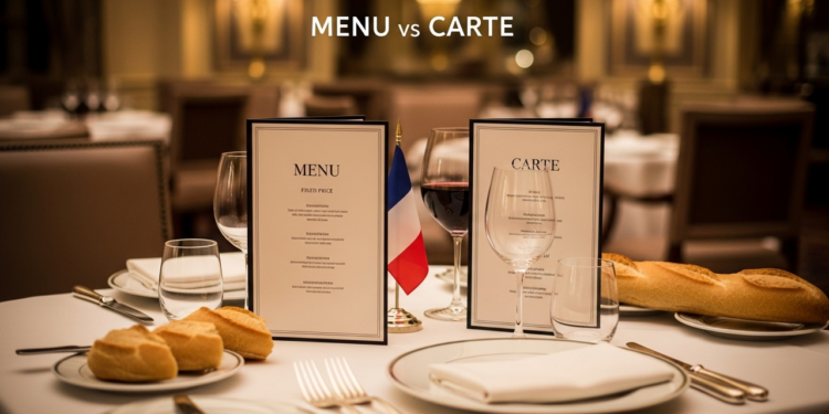 A palavra 'menu' significa algo diferente nos restaurantes franceses