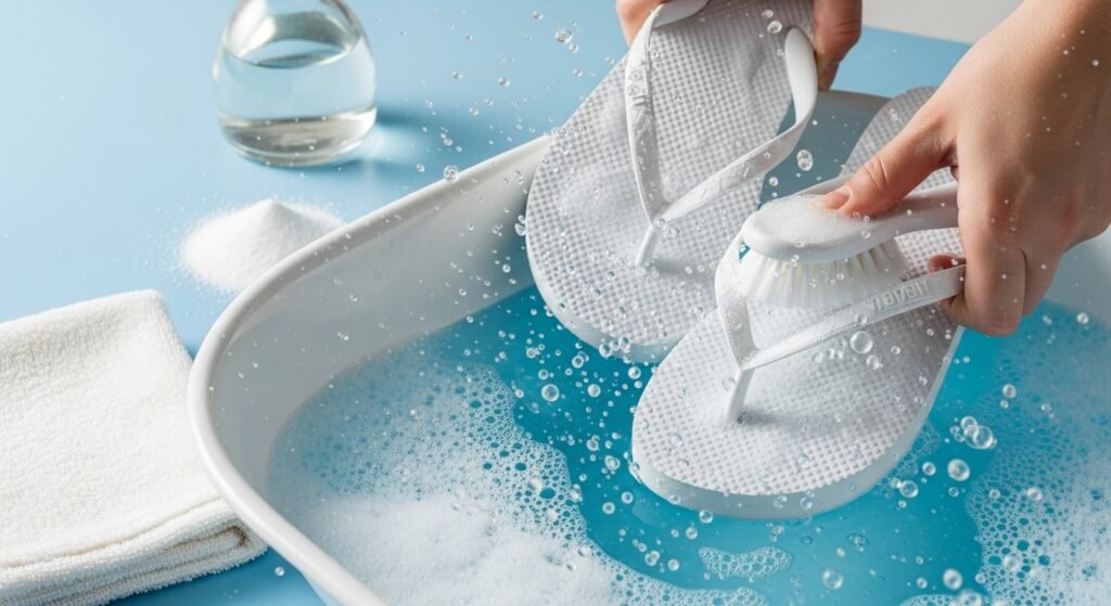 Como lavar chinelos brancos "encardidos" e remover manchas