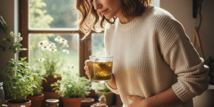 A camomila é uma erva amplamente usada por seus efeitos relaxantes e carminativos, que ajudam a apaziguar o sistema digestivo
