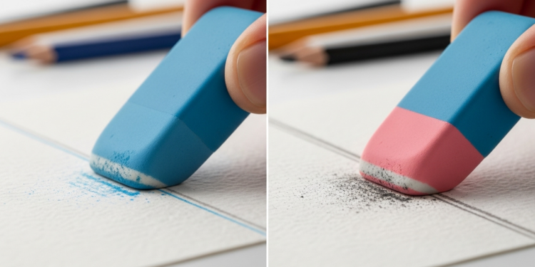 Poucos sabem qual é a verdadeira função da parte azul da borracha