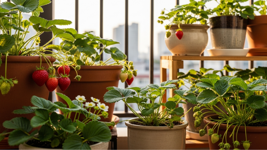 O segredo para plantar morangos em apartamentos com facilidade e colher muito mais