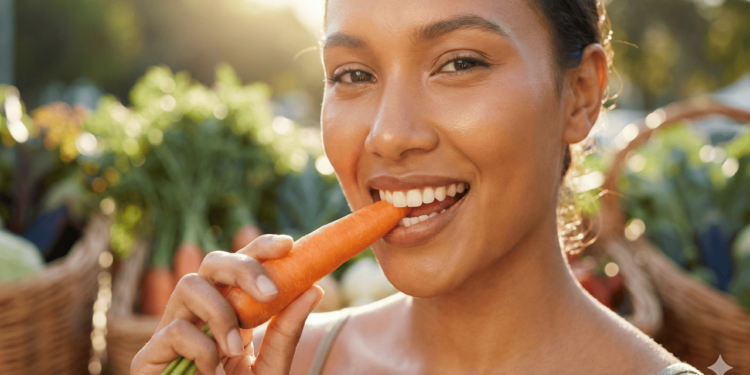 O principal benefício terapêutico da cenoura para a saúde da pele está intrinsecamente ligado ao seu alto teor de beta-caroteno