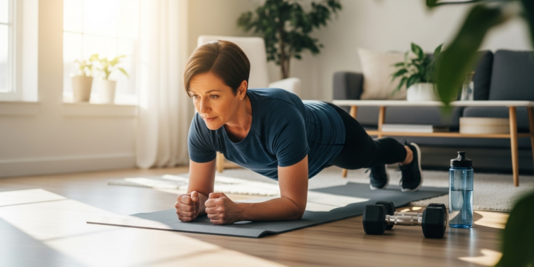 Os 5 melhores exercícios para manter o corpo em casa após os 40