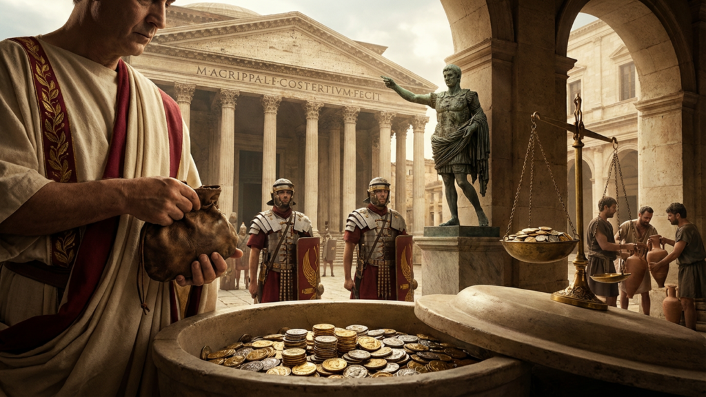 O que significa a frase "Pecunia non olet", usada por um imperador para justificar impostos