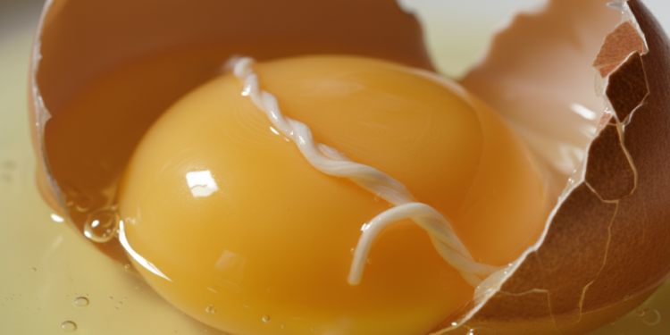 O que é aquele rabisco branco que fica preso na gema do ovo quando você quebra