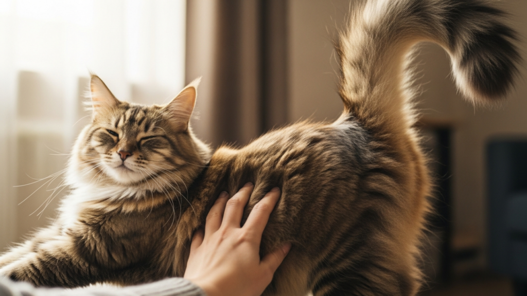 O que significa quando o gato levanta o bumbum ao receber carinho?