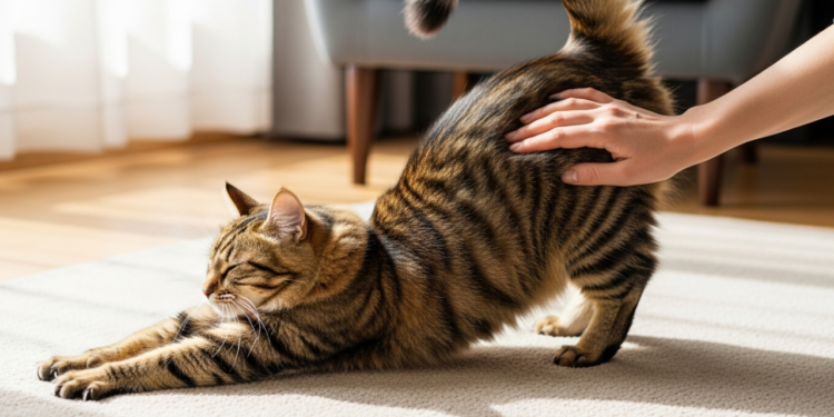 O que significa quando o gato levanta o bumbum ao receber carinho?