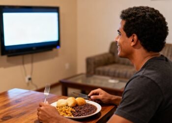 O que significa deixar a tv de fundo enquanto come, segundo a psicologia
