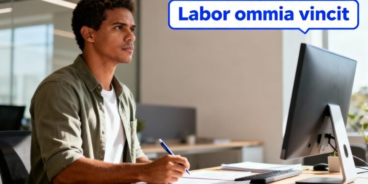 O que significa a frase "Labor omnia vincit", que enaltece o trabalho e a perseverança