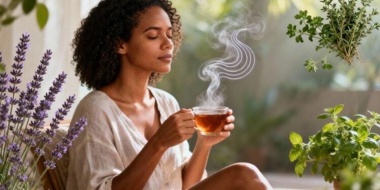 Qual chá de ervas ajuda a aliviar ansiedade e relaxar antes de dormir?