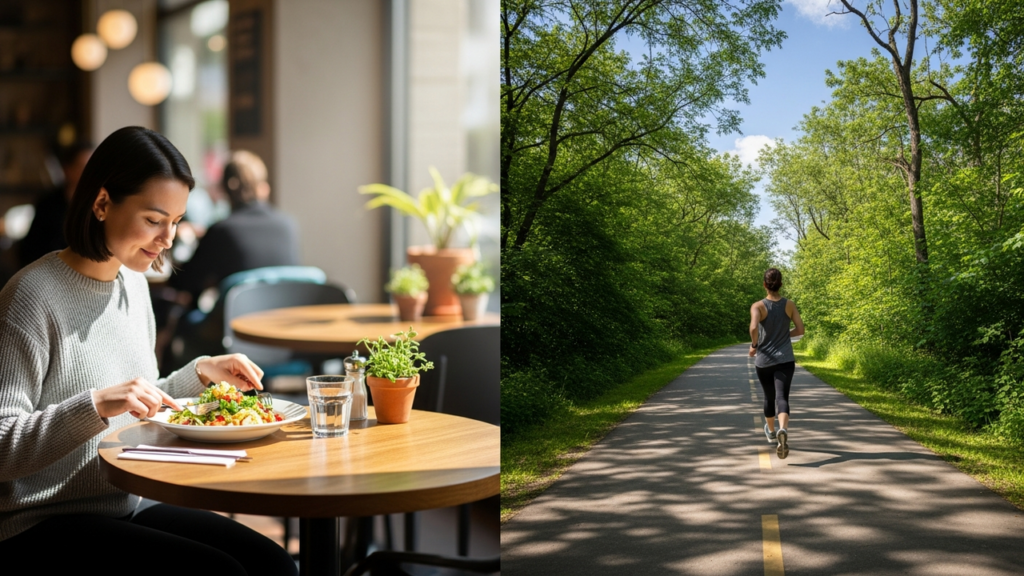 Mudanças no corpo ao adotar caminhada breve após o almoço diariamente
