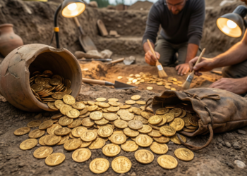 Cientistas desenterram 40.000 moedas de ouro escondidas em vasos e pertencem a um único país