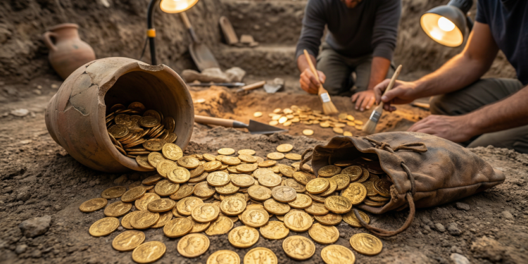 Cientistas desenterram 40.000 moedas de ouro escondidas em vasos e pertencem a um único país